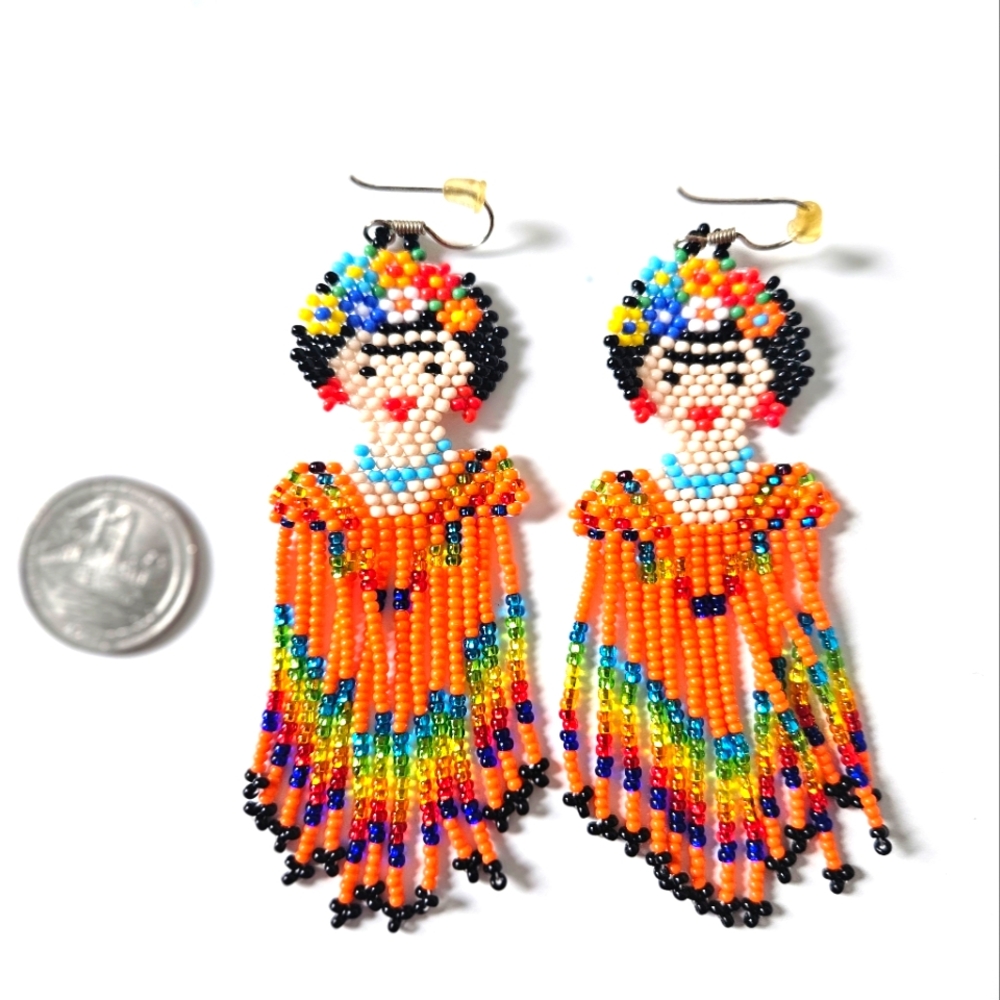 Hand made beaded Freida earrings